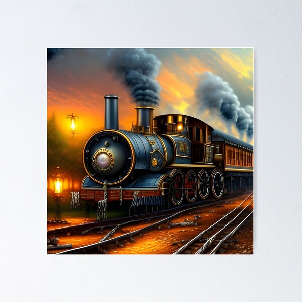 Item preview, Train - Steam Locomotive - AI Art designed and sold by Lola Mystique Boutique.