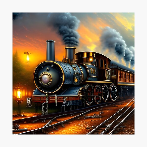 Item preview, Train - Steam Locomotive - AI Art designed and sold by Lola Mystique Boutique.