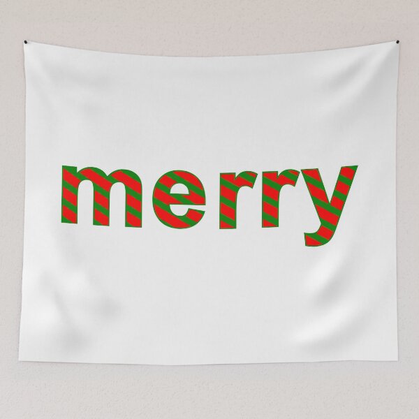 Item preview, Striped Merry, red and green stripes, Merry Christmas designed and sold by BearAndCat.