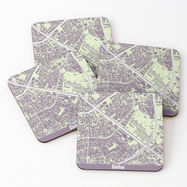 Item preview, Retro map of Doha Qatar designed and sold by wamuigaworld.