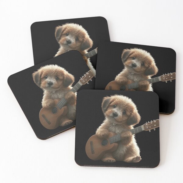 Item preview, Puppy playing guitar designed and sold by AnimalArtPhotos.