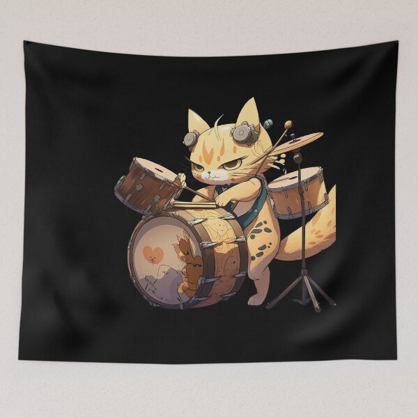 Item preview, Cat playing drums designed and sold by AnimalArtPhotos.