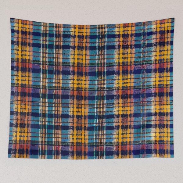 Item preview, Orange blue tartan pattern designed and sold by brandway.