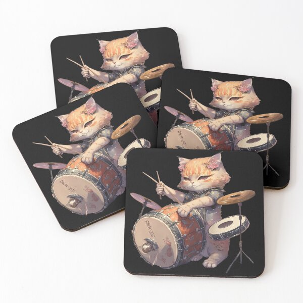 Item preview, Cat playing the drums designed and sold by AnimalArtPhotos.