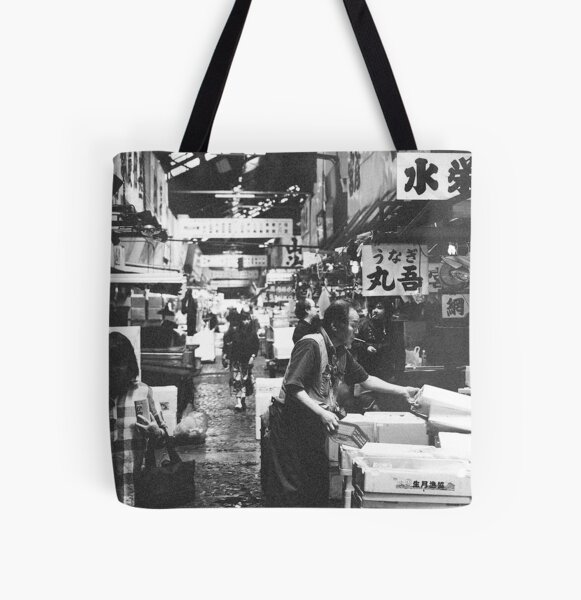 Japanese Tsukiji Market Fishing Graphic Canvas Tote Bag