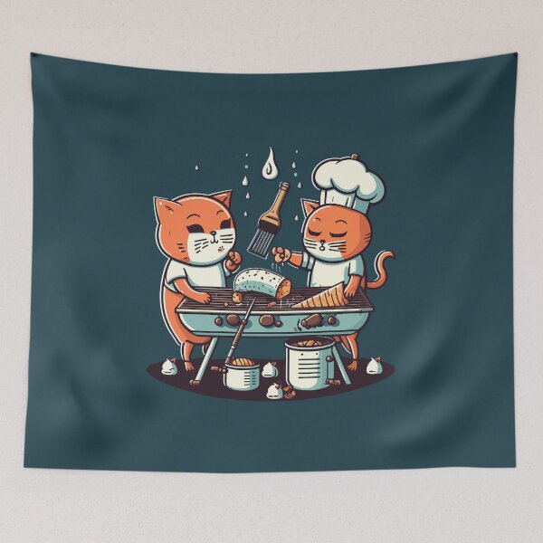 Item preview, Cats & Barbecue - 01 designed and sold by YoobiArt.