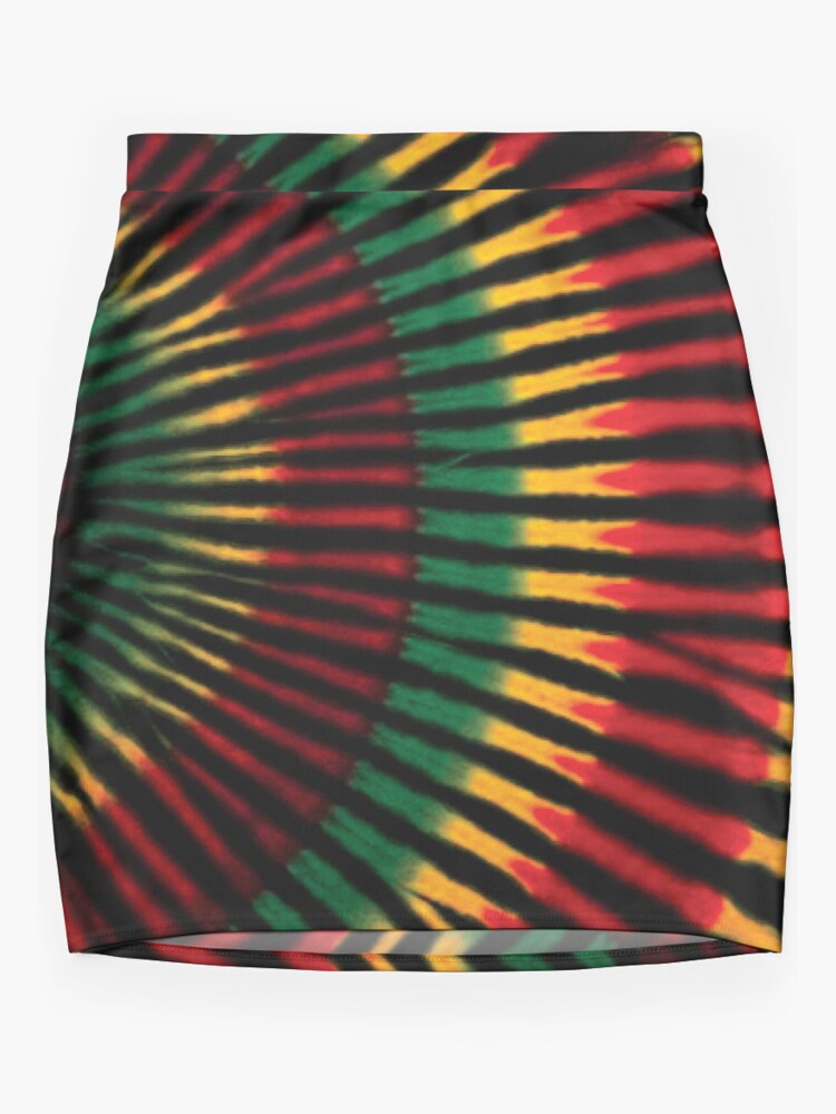 Disover Rasta Sunburst Tie Dye Mini Skirt