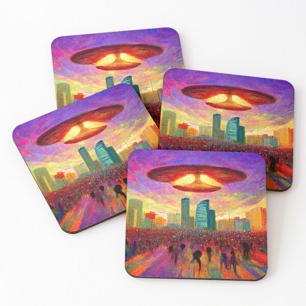 Item preview, Alien Invasion UFO Psychedelic Otherworldly Extraterrestrial Mars Attacks Unidentified Flying Object  designed and sold by Weirdarto.