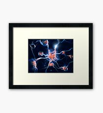 Neurons and neural connections Brain cells 3D illustration art photo print Framed Print