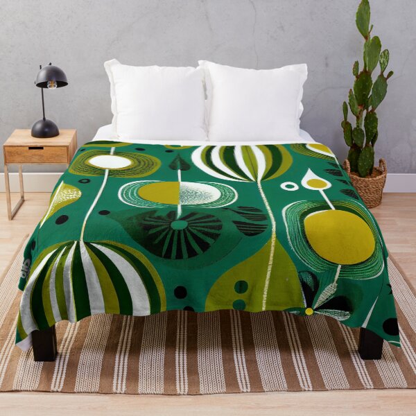 Item preview, Green Midcentury Modern Pattern Digital Painting designed and sold by CodeAndColors.