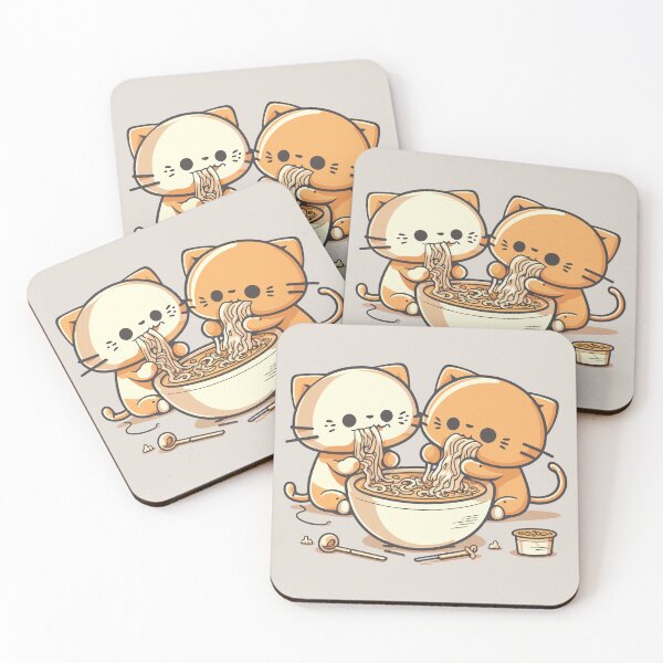 Item preview, Cats Eating Noodles - 02 designed and sold by YoobiArt.