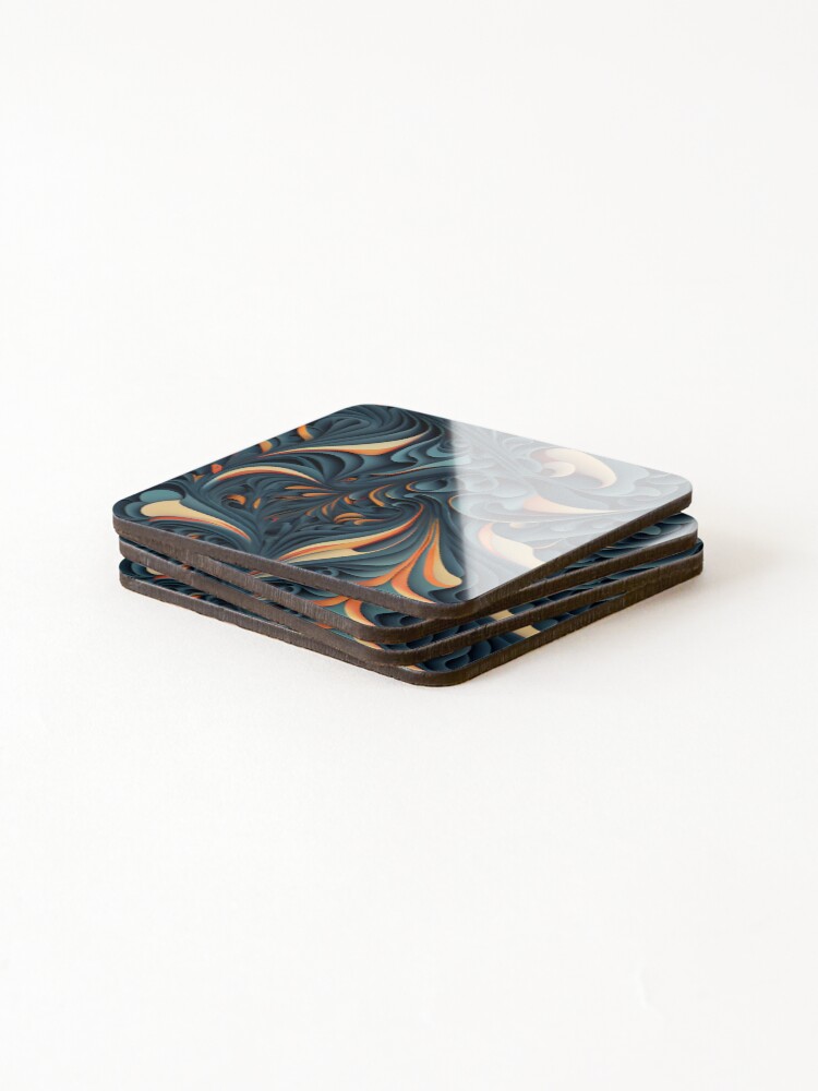 Thumbnail 4 of 5, Coasters (Set of 4), Flowing Transitional Pattern Digital Painting designed and sold by CodeAndColors.
