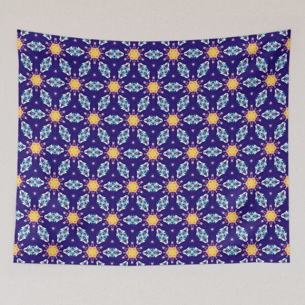 Item preview, Striking Blue and Orange Honeycomb Seamless Pattern Print designed and sold by protegra.
