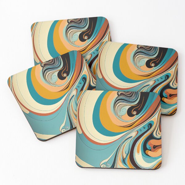 Item preview, "Eva" - Liquid Swirl Contemporary Abstract Pattern in Orange, Yellow, Black, Navy, Brown, Cream, Blue, Green designed and sold by HiArtify ❤️.