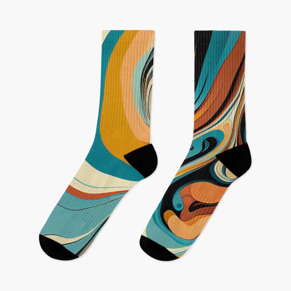 Item preview, "Eva" - Liquid Swirl Contemporary Abstract Pattern in Orange, Yellow, Black, Navy, Brown, Cream, Blue, Green designed and sold by HiArtify ❤️.