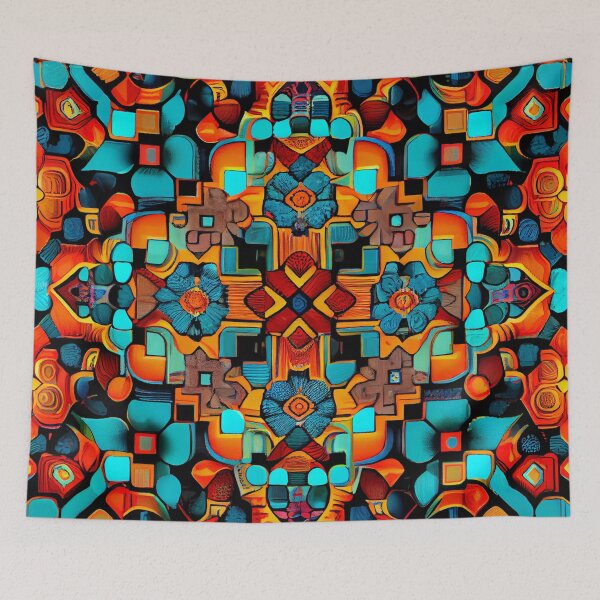 Aperçu de l'œuvre Mosiac Vibrant Bold Transitional Pattern Digital Painting créée et vendue par CodeAndColors.