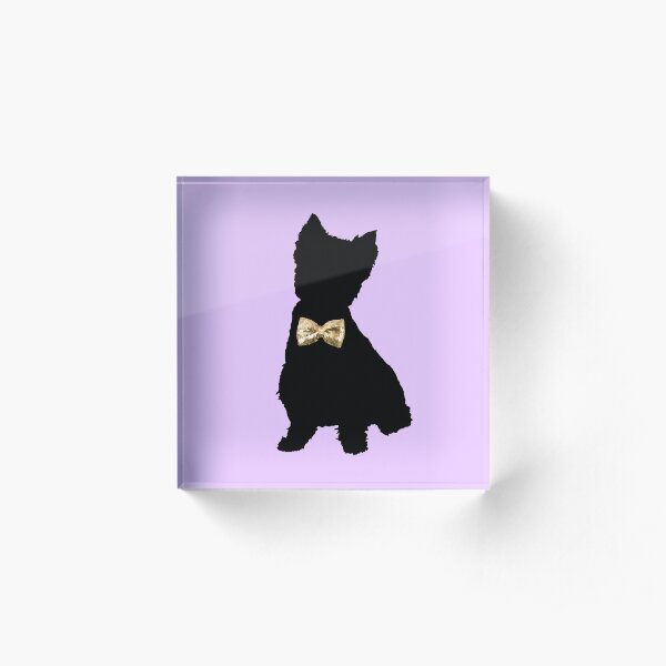 Highland Terrier with Golden Bow Tie Acrylic Block