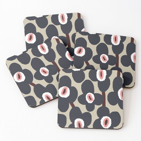 Item preview, Iconic Nordic Primroses in Dark Gray, Khaki, Maroon and Pink designed and sold by Deutschic.