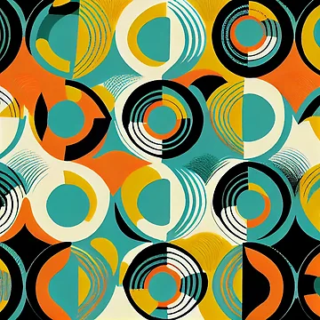 Vorschaubild zum Design Colorful Energetic Midcentury Modern Pattern Digital Painting von CodeAndColors