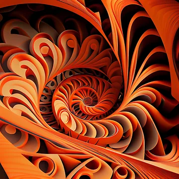 Vorschaubild zum Design Geometric Orange Swirling Industrial Pattern Digital Painting von CodeAndColors