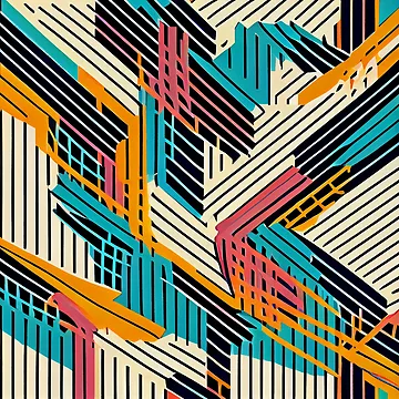 Artwork thumbnail, Geometric Rough Line Pattern Digital Painting by CodeAndColors