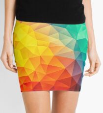 Abstract Multi Color Cubizm Painting Mini Skirt
