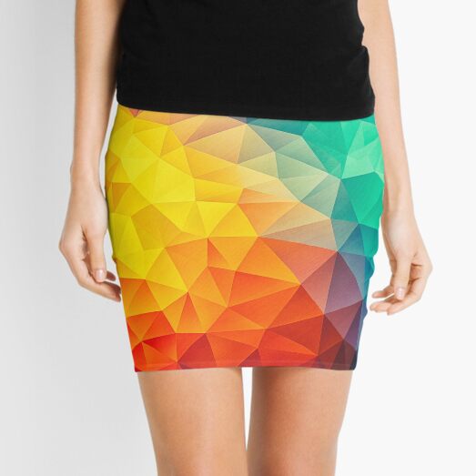Abstract Multi Color Cubizm Painting Mini Skirt