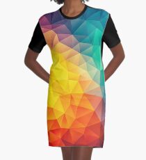 Abstract Multi Color Cubizm Painting Graphic T-Shirt Dress