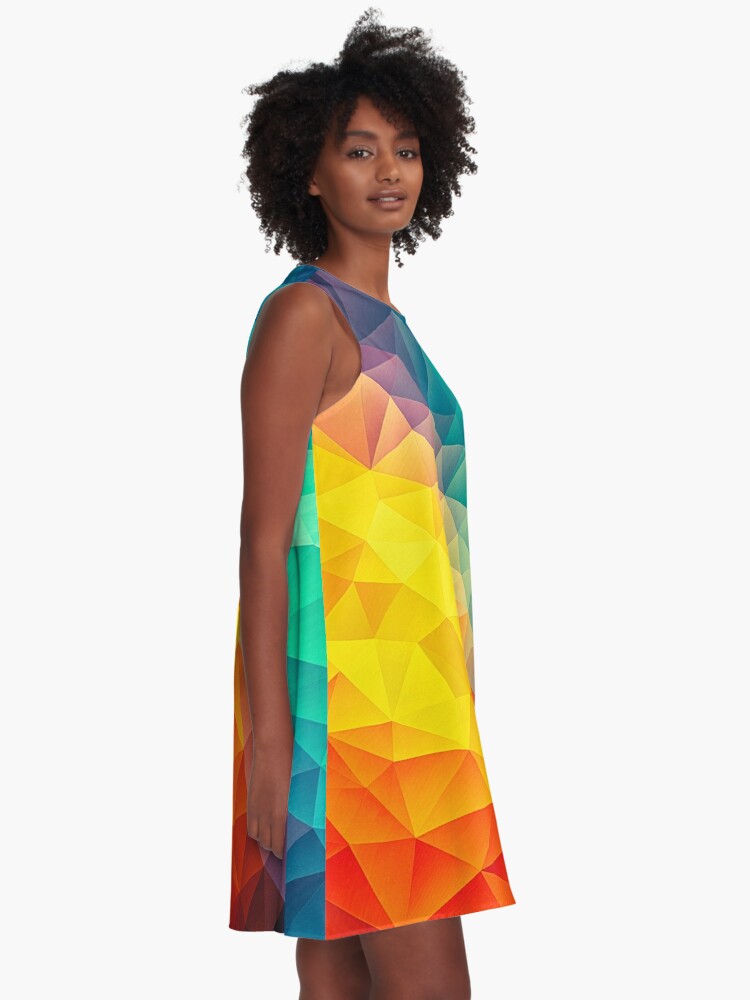 Abstract Multi Color Cubizm Painting A-Line Dress for Sale by badbugs