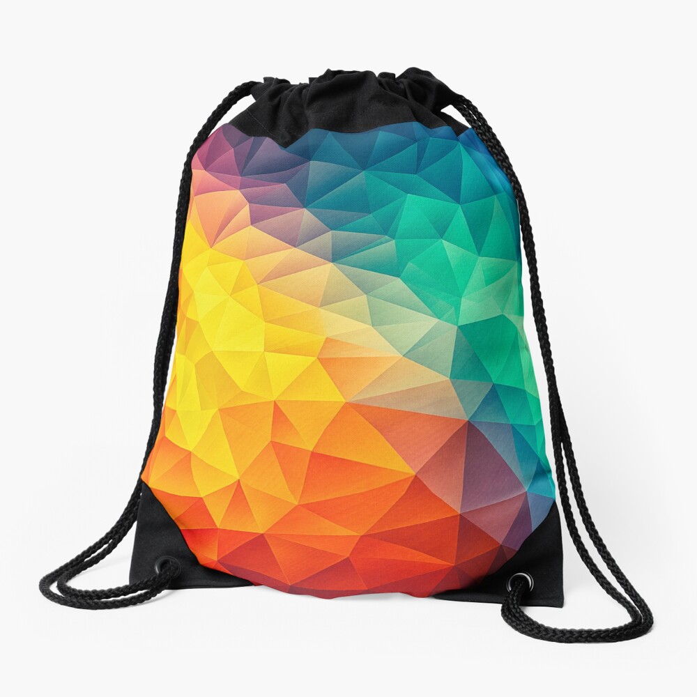 Abstract Multi Color Cubizm Painting Drawstring Bag