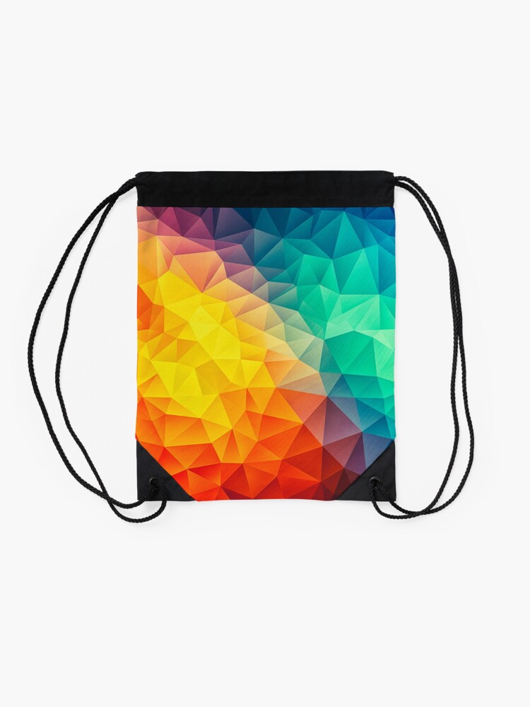 Alternate view of Abstract Multi Color Cubizm Painting Drawstring Bag