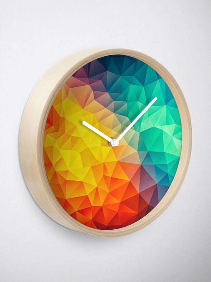 Alternate view of Abstract Multi Color Cubizm Painting Clock