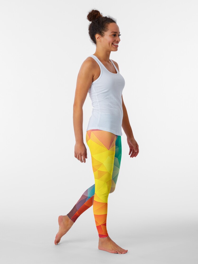 Alternate view of Abstract Multi Color Cubizm Painting Leggings