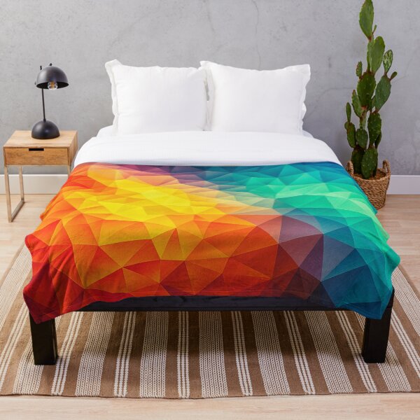 Abstract Multi Color Cubizm Painting Throw Blanket