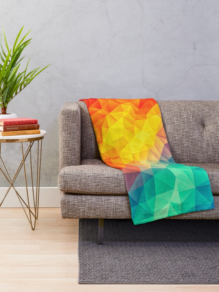 Alternate view of Abstract Multi Color Cubizm Painting Throw Blanket
