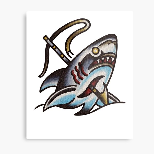 Shark Tattoo Metal Prints for Sale | Redbubble