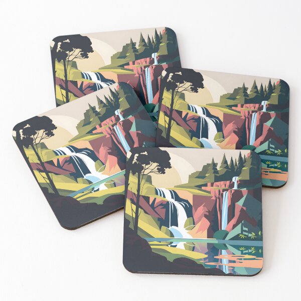 Item preview, Waterfall landscape in bright colors designed and sold by randrdesign.