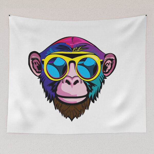 Item preview, Colorful monkey wearing glasses portrait illustration  designed and sold by vishalraifx.