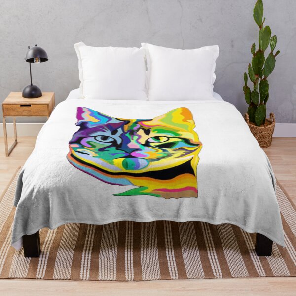 Item preview, Colorful trippy cat portrait illustration designed and sold by vishalraifx.