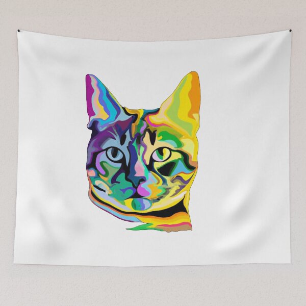 Item preview, Colorful trippy cat portrait illustration  designed and sold by vishalraifx.