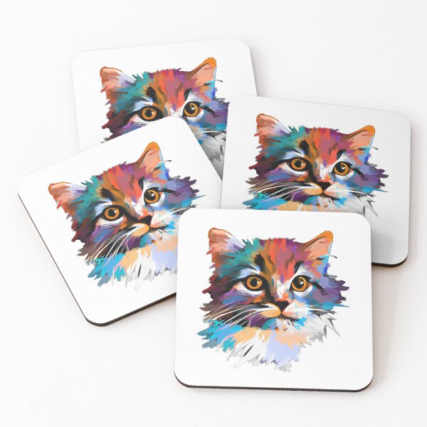 Item preview, Colorful cute trippy baby cat portrait illustration  designed and sold by vishalraifx.