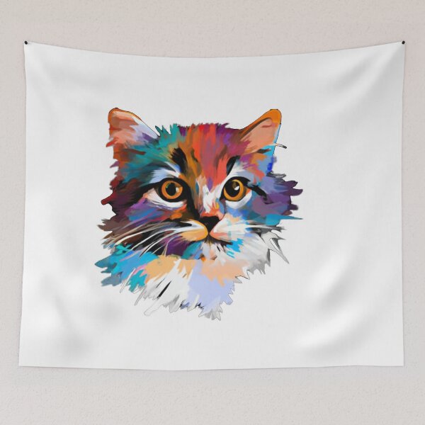 Item preview, Colorful cute trippy baby cat portrait illustration  designed and sold by vishalraifx.