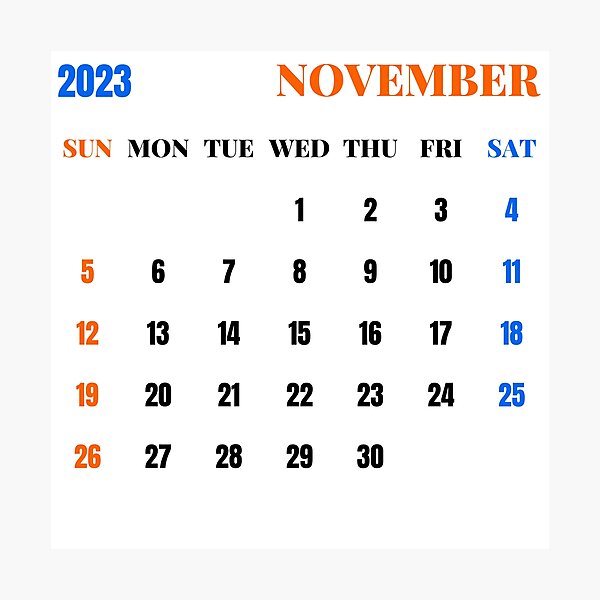 Item preview, November 2023 Calendar designed and sold by Binsagar.
