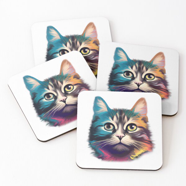 Item preview, Colorful trippy cat portrait illustration with beautiful eyes  designed and sold by vishalraifx.