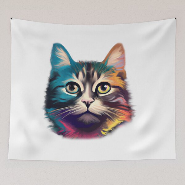 Item preview, Colorful trippy cat portrait illustration with beautiful eyes  designed and sold by vishalraifx.