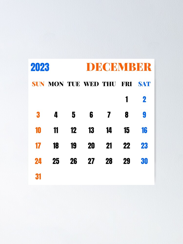 Druckbarer Kalender Dezember 2023 mit Feiertagen