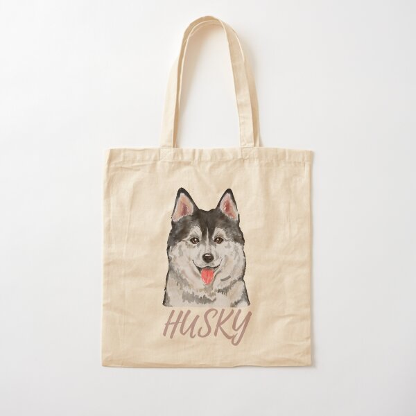 Illustrated Siberian Husky Linen Tote Bag