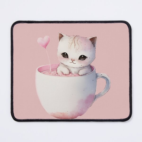 Item preview, Cute Kitten in a Coffee Cup, My Cat is my Valentine, My Kitten is my Valentine, White Kitten Valentine designed and sold by Mumzy2many.