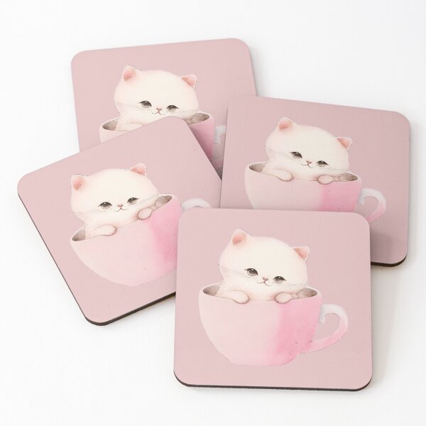 Item preview, Fluffy Cute Kitten in a Coffee Cup, My Cat is my Valentine,  My Kitten is my Valentine,  White Kitten Valentine designed and sold by Mumzy2many.