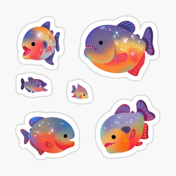  Angry Red Piranha Fish Sticker Decal: Keep it Abstract with  Abstract Fish Art Stickers and Fishing Rod Building Decals Full Color Print  (5X3,9)